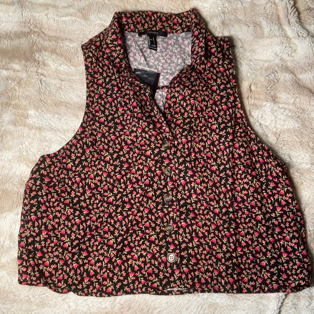 Floral collared tank
